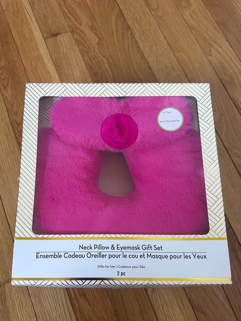 Plush Hot Pink Neck Pillow & Eye Mask Gift Set